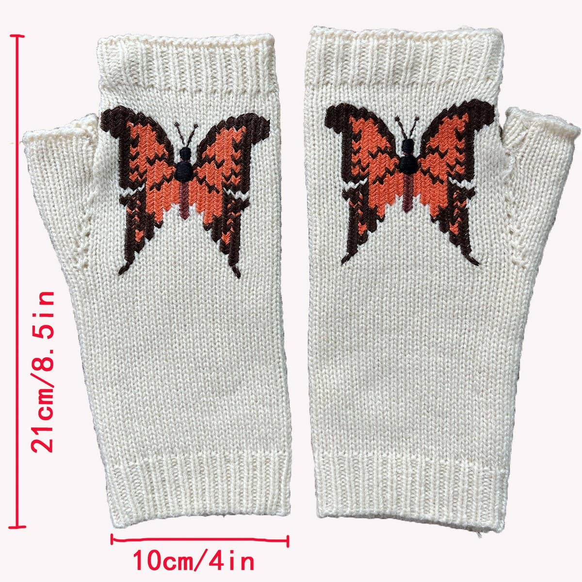 ORANGE LARGE BUTTERFLY LONG HALF FINGER GLOVES_CWMM1671