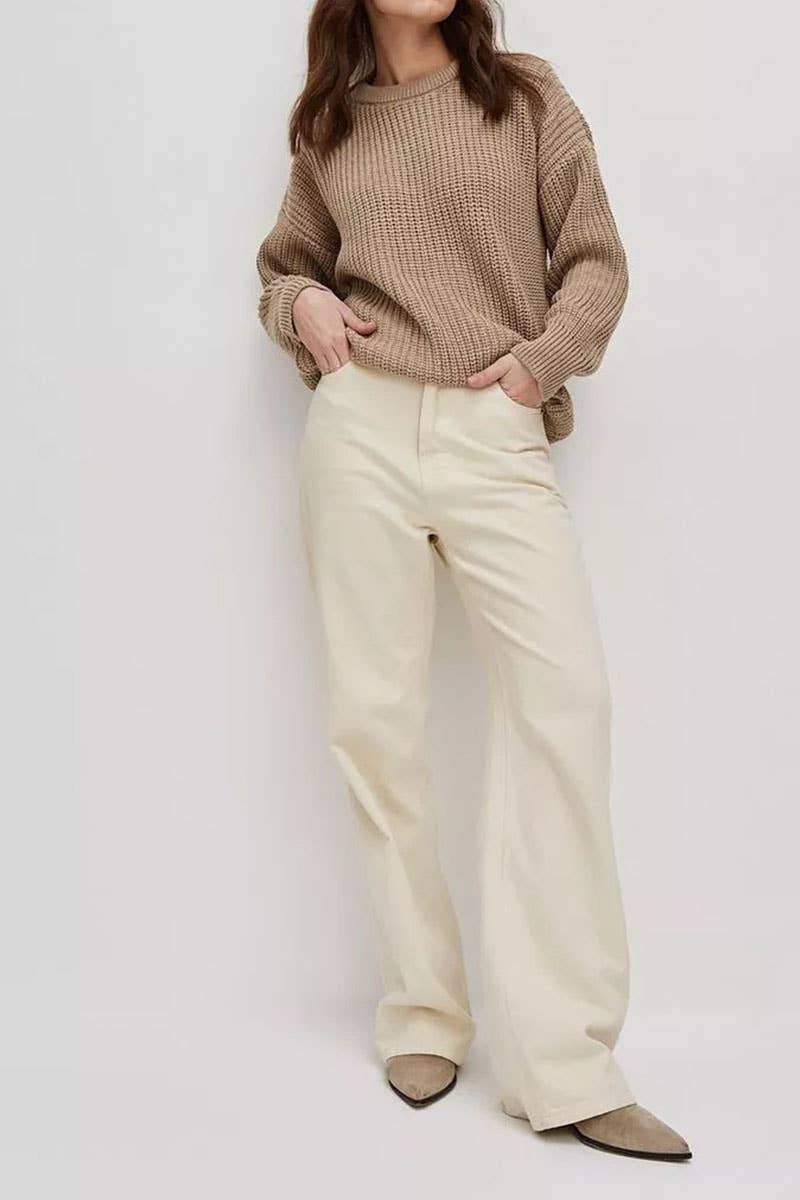 Large-size long-sleeved sweater with thick needles