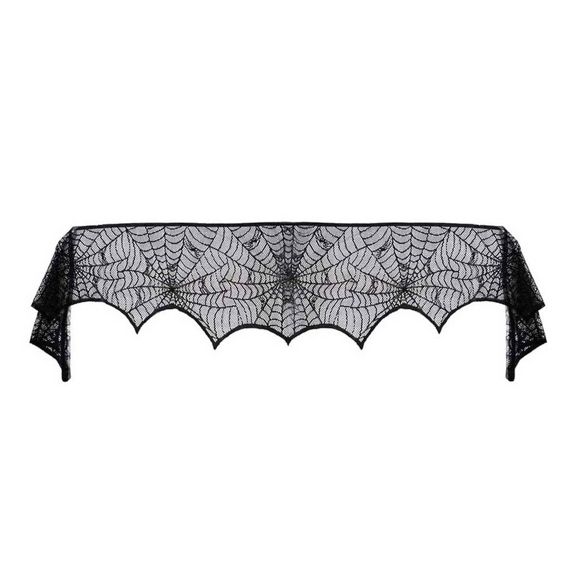 HALLOWEEN FIREPLACE LACE SKULL TABLE RUNNER