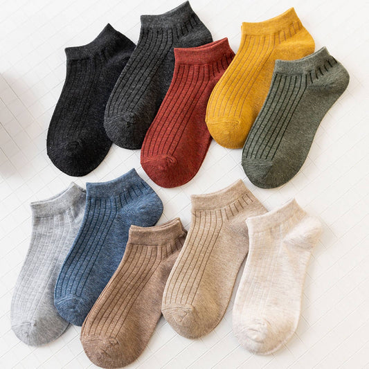 Solid Vertical Stripes Breathable Ankle Socks_CWMS032