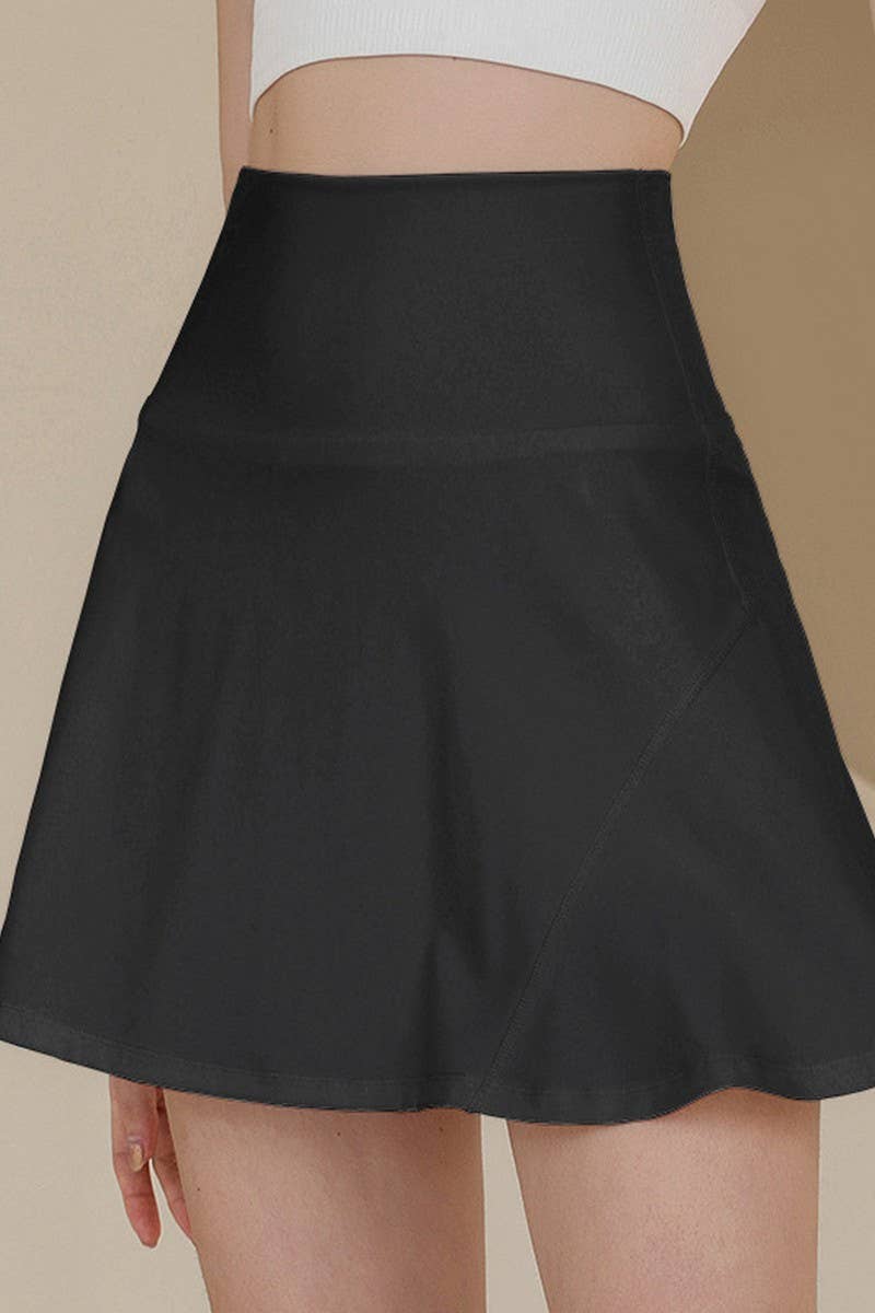 CWBSS0304_FAKE TWO-PIECE PLEATED FITNESS YOGA SKIRT PANTS