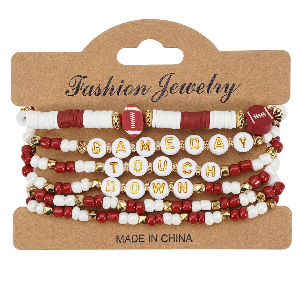 CWAJE05677_SPORTS BALL CHARM BEADED ELASTIC GAME BRACELET