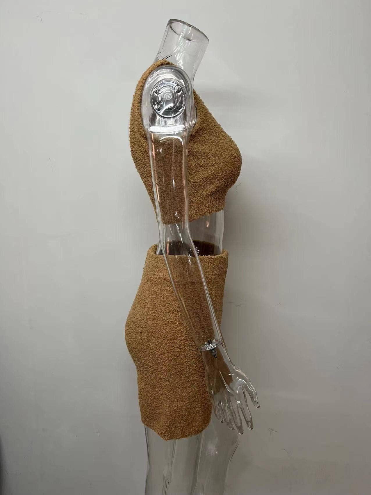 Plush V-neck sexy crop top and shorts set