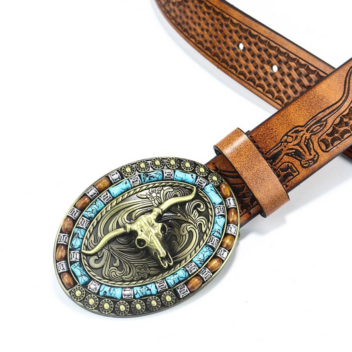 1.45" WIDE CAMEL WESTERN DENIM BELT_CWABE0418