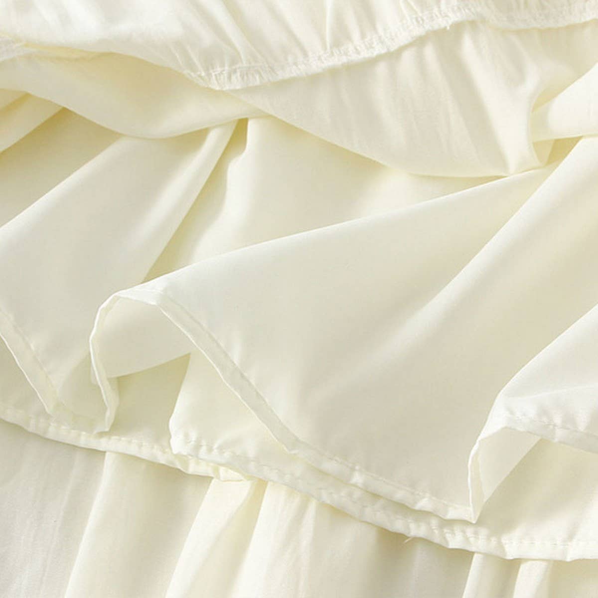 High-Waist Lace Trim A-Line Tiered Maxi Skirt