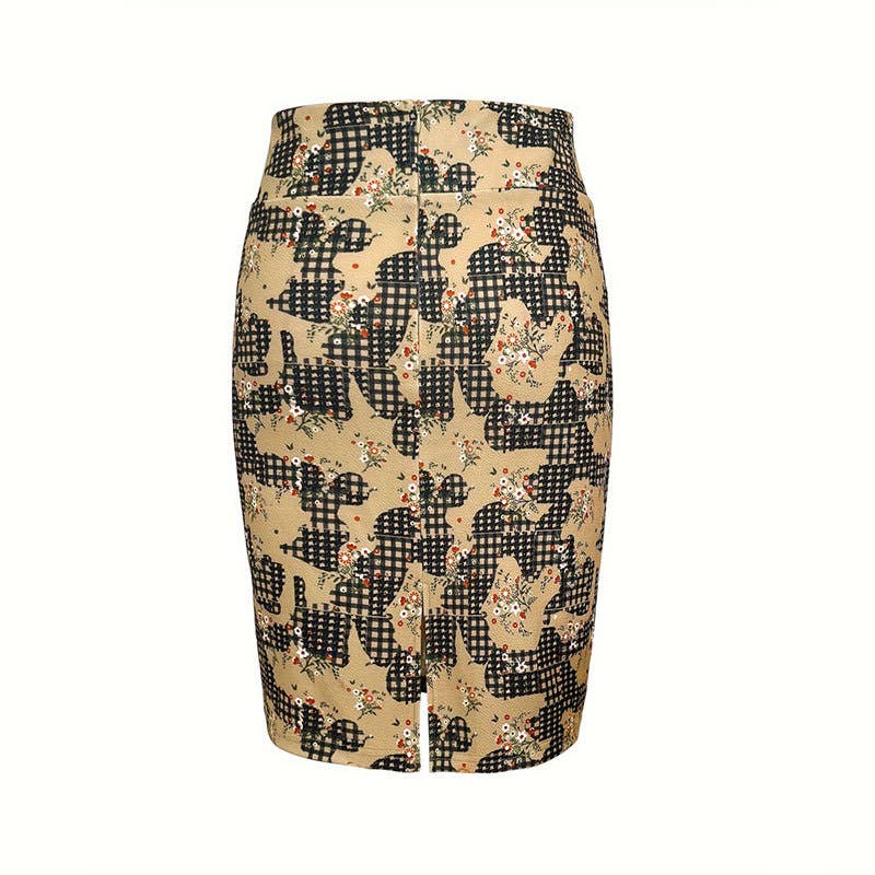 Stylish and elegant printed split wrap hip skirt
