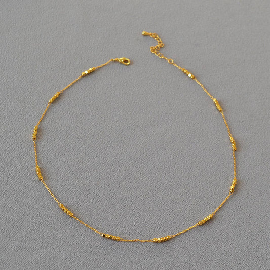 HANDMADE SHINY BEVEL SQUARE BEAD NECKLACE