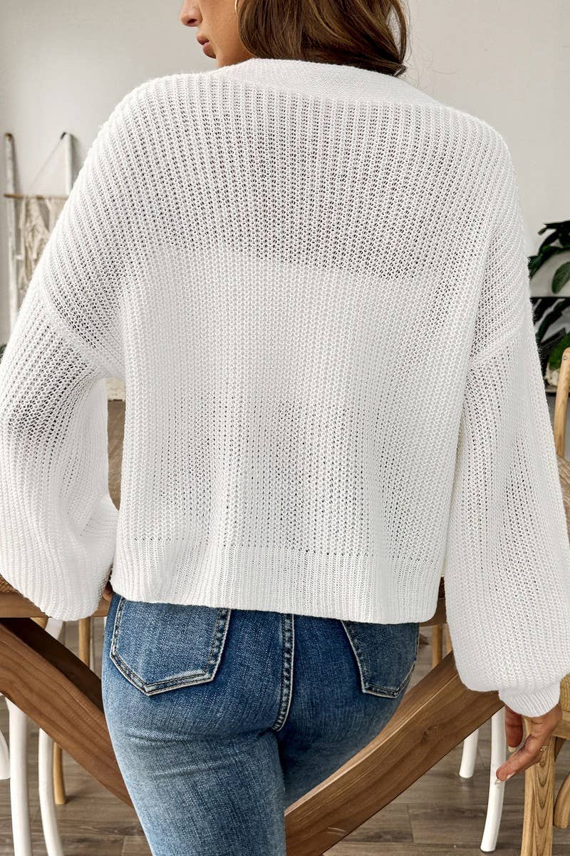 CWOSWL07346_WOMEN KNIT BUTTON FRONT CROPPED CARDIGAN