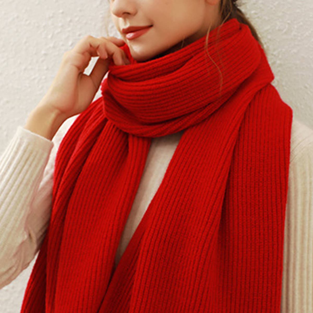 Solid Knit Faux Cashmere Scarf for Women_CWASC0334