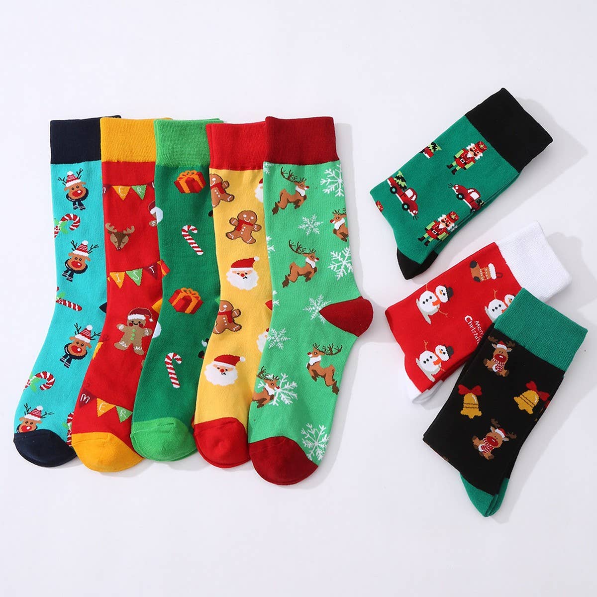 CHRISTMAS ELK SNOWMAN MIDDLE TUBE COTTON SOCKS