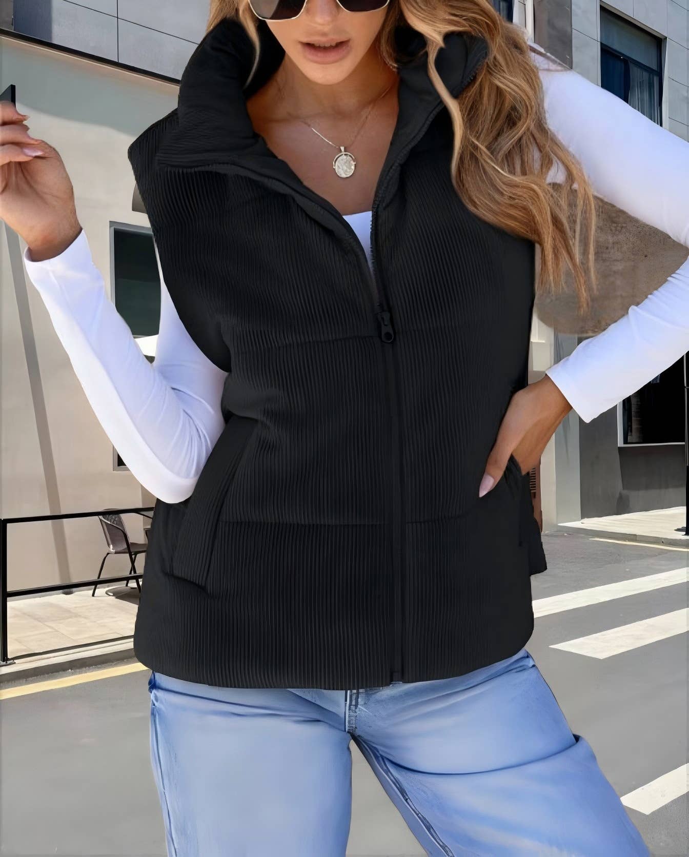 SOLID COLOR ALL-IN-ONE SLEEVELESS WAISTCOAT