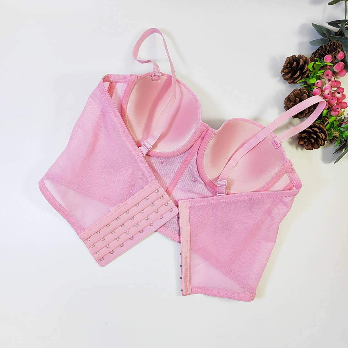 SWEET FLOWER BEADED HERRINGBONE CORSET