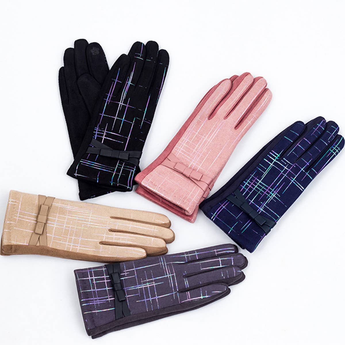 FASHION IRREGULAR GOLD STRIPED BOWKNOT GLOVES_CWAG0074