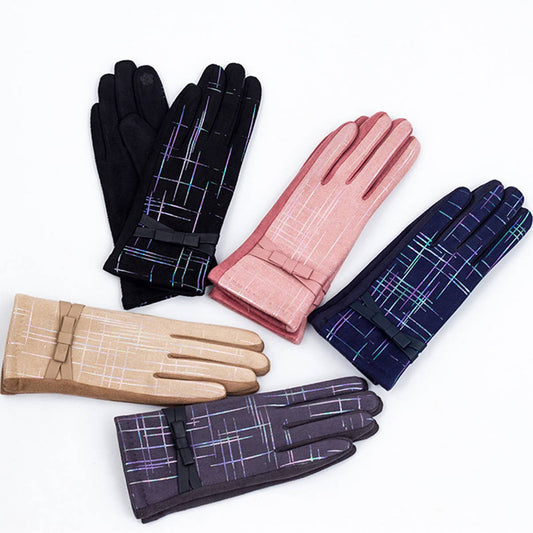 FASHION IRREGULAR GOLD STRIPED BOWKNOT GLOVES_CWAG0074