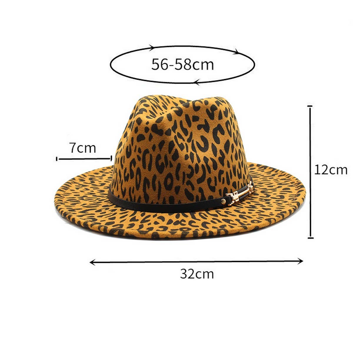 WOOLEN LEOPARD PRINT JAZZ HAT WIDE BRIM FELT HAT_CWAH2606