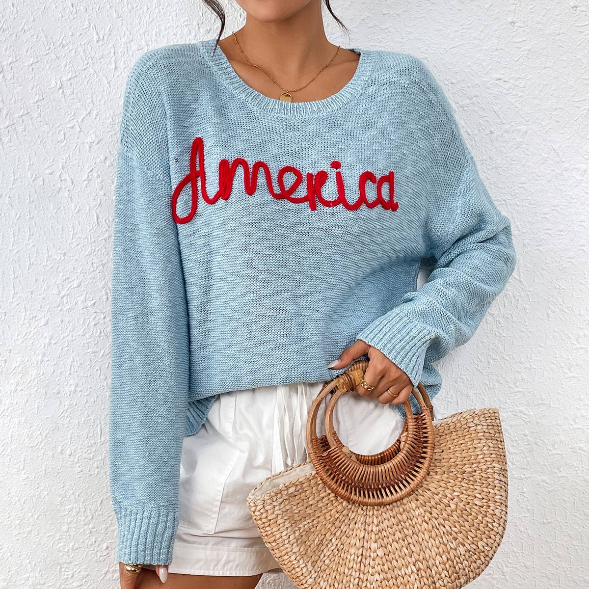 INDEPENDENCE DAY ALPHABET SWEATER WITH EVERYTHING