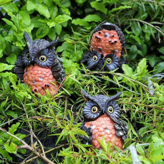 3Pcs Cute Resin Owl Figurines for Garden_CWAJE5294
