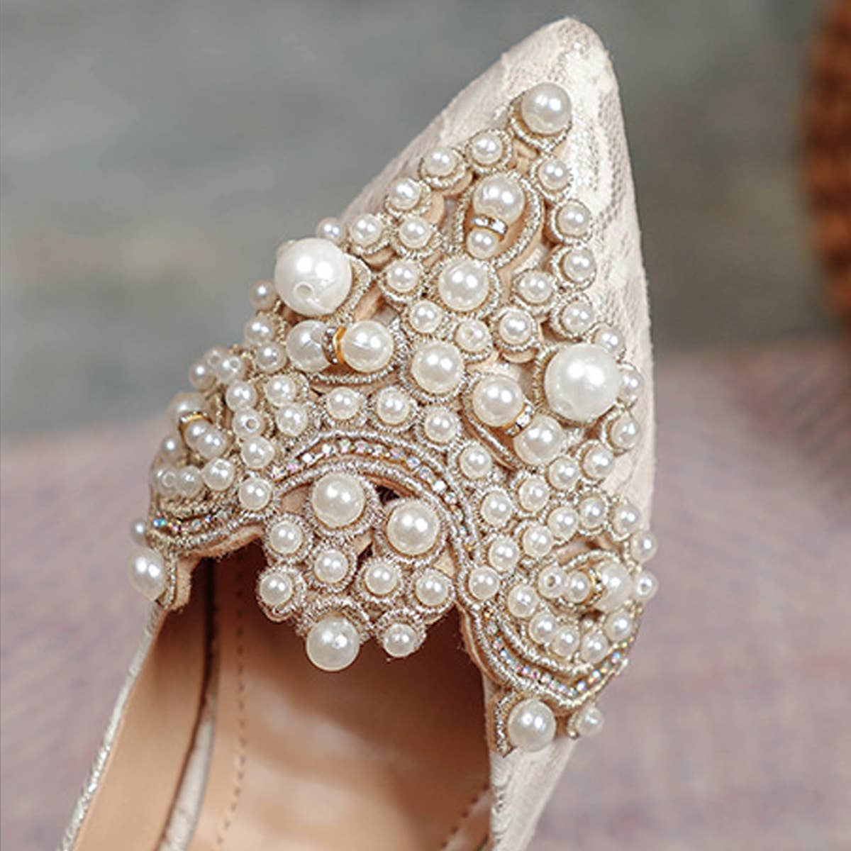 Lace Pearl Ballet Flats for Women, Bridal Style