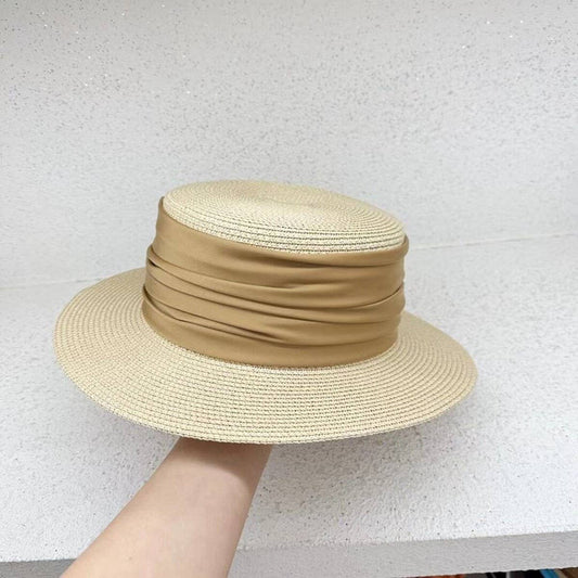 High-grade satin flat-top sun hat for women_CWAH3447
