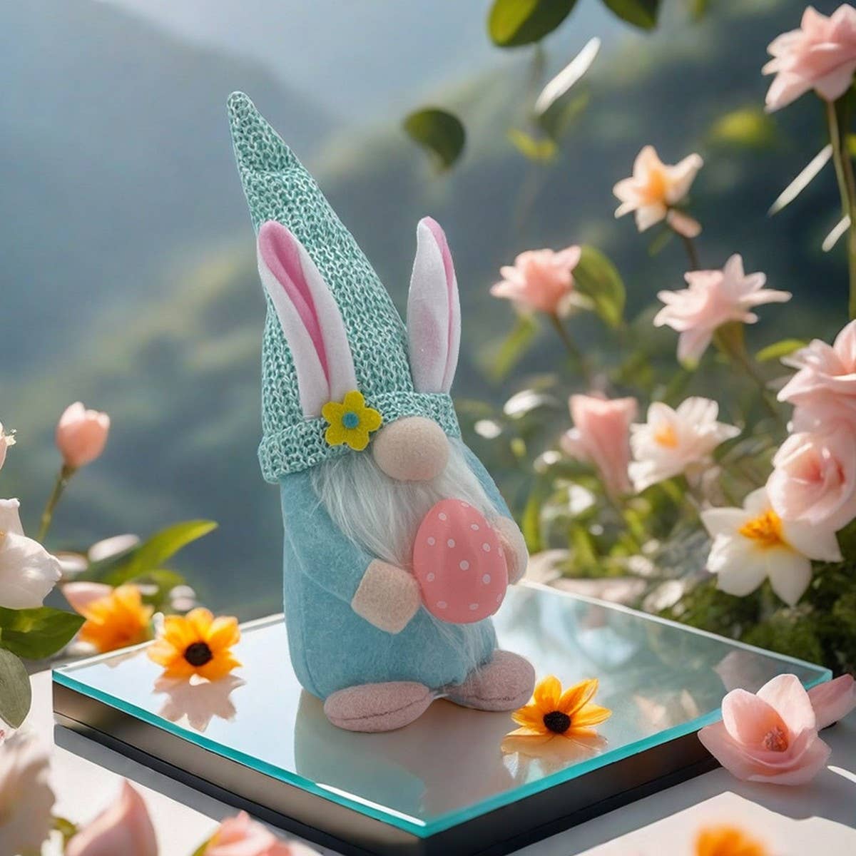 EASTER EGG HOLDING DOLL WITH LIGHT ORNAMENT