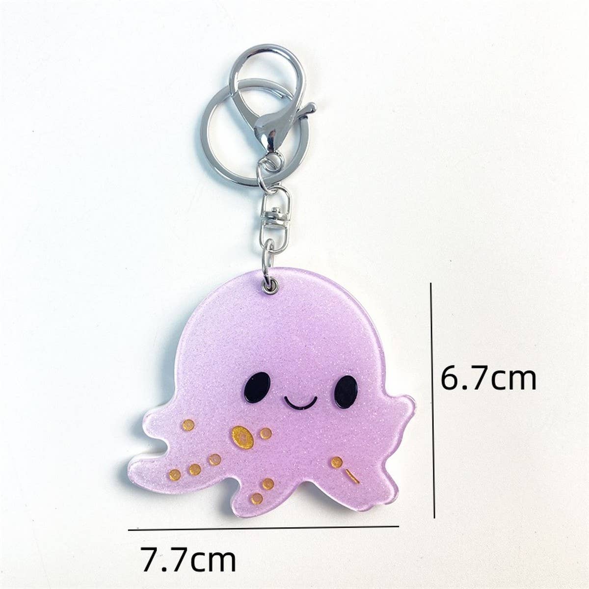 Creative Octopus Round Mirror Keychain Acrylic