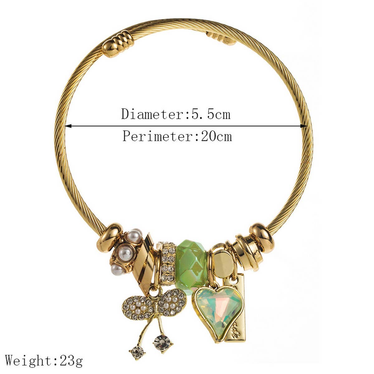 Fashion Beaded Bracelet with Heart and Cherry_CWMM8610