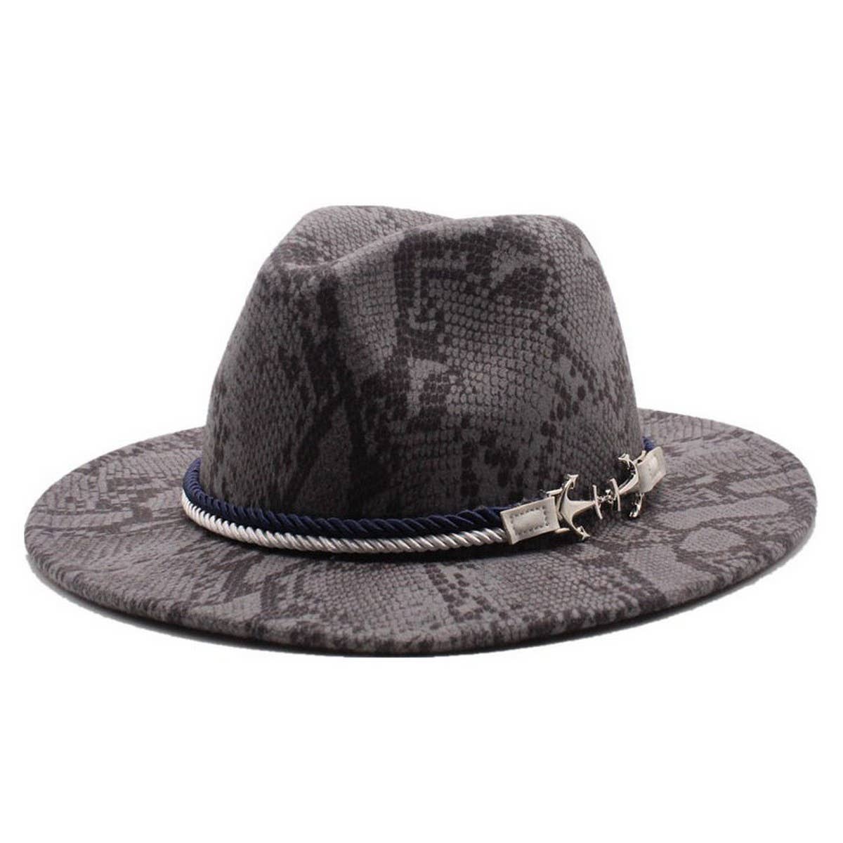 FASHION SNAKE PATTERN WOOLEN JAZZ HAT FELT HAT_CWAH2591