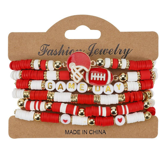 CWMM10455_FOOTBALL GAME DAY BEADED ELASTIC BRACELET