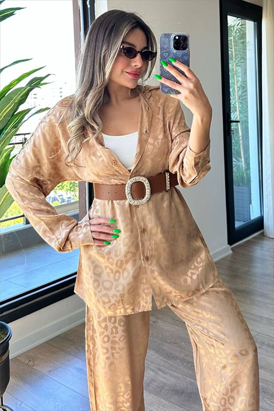 LONG SLEEVE LEOPARD PRINT FASHION WOMEN'S SUIT