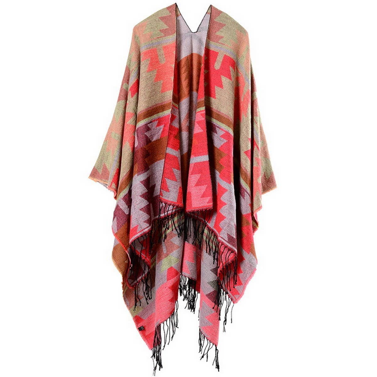 FAUX CASHMERE SLIT SHAWL SCARF CAPE COAT CLOAK