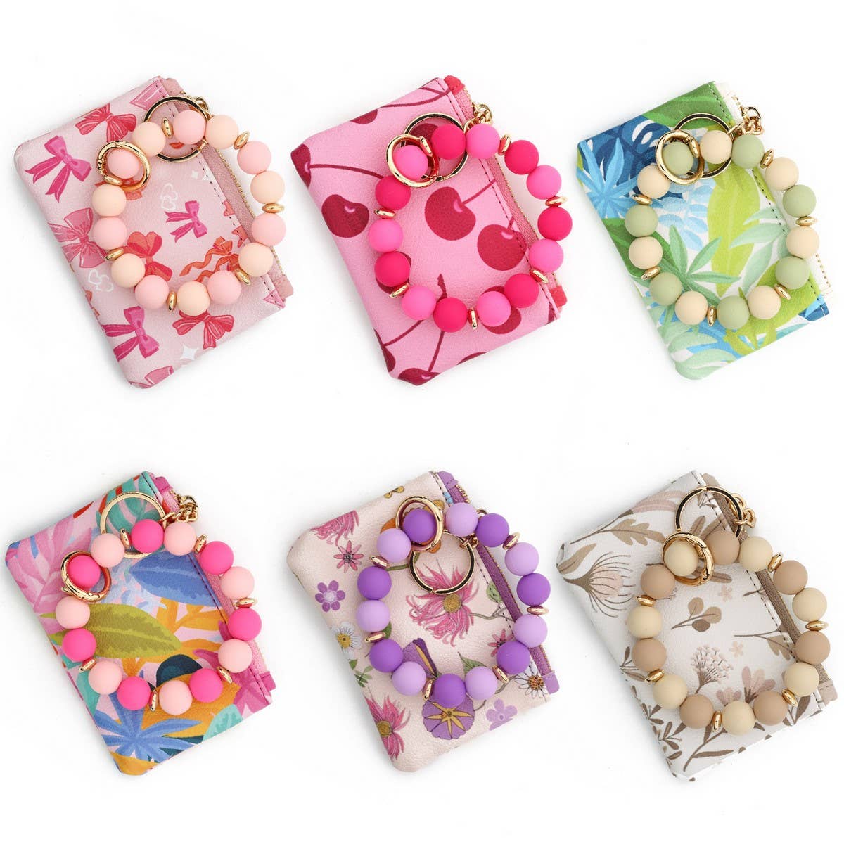 Leather Card Coin Purse Wristlet Keychain Bag_CUAB00435