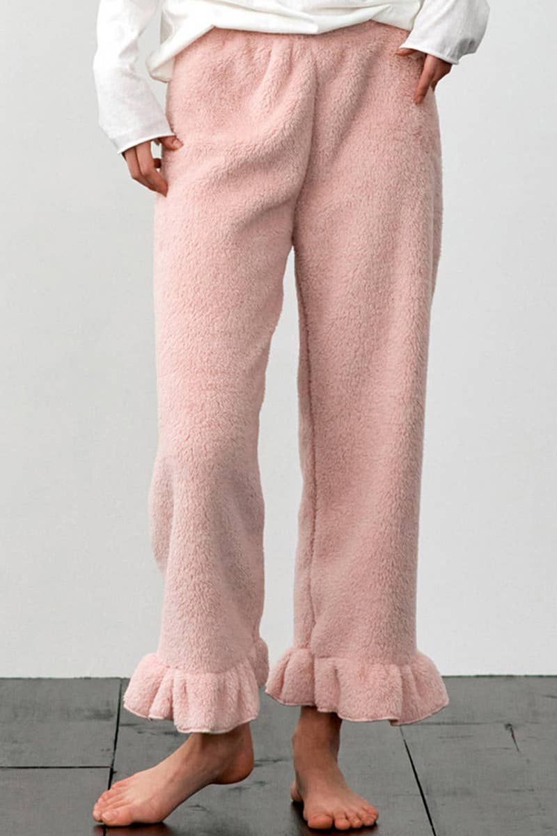 ELASTICATED PAJAMA PANTS WITH FLOUNDERED FEET