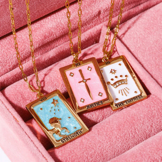 VINTAGE TAROT SQUARE PENDANT NECKLACE