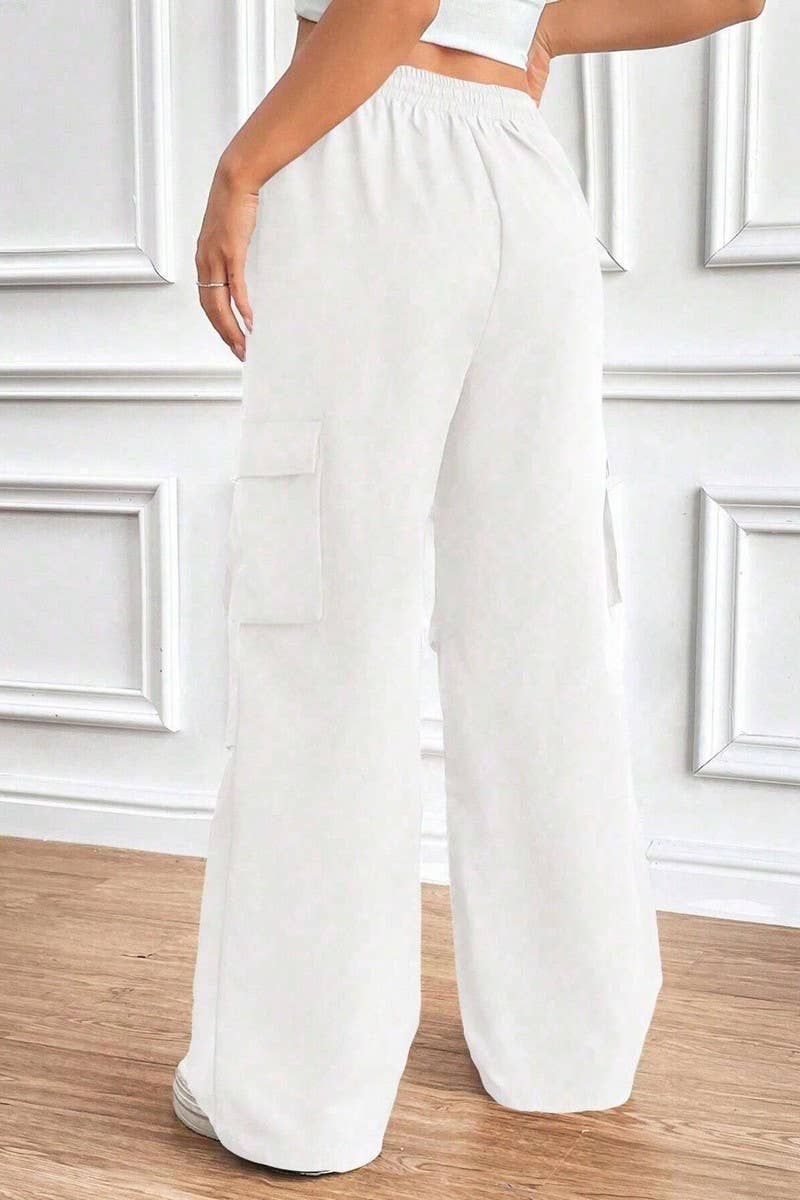 CWBLP1886_DRAWSTRING HIGH WAIST LOOSE COMMUTER OVERALLS