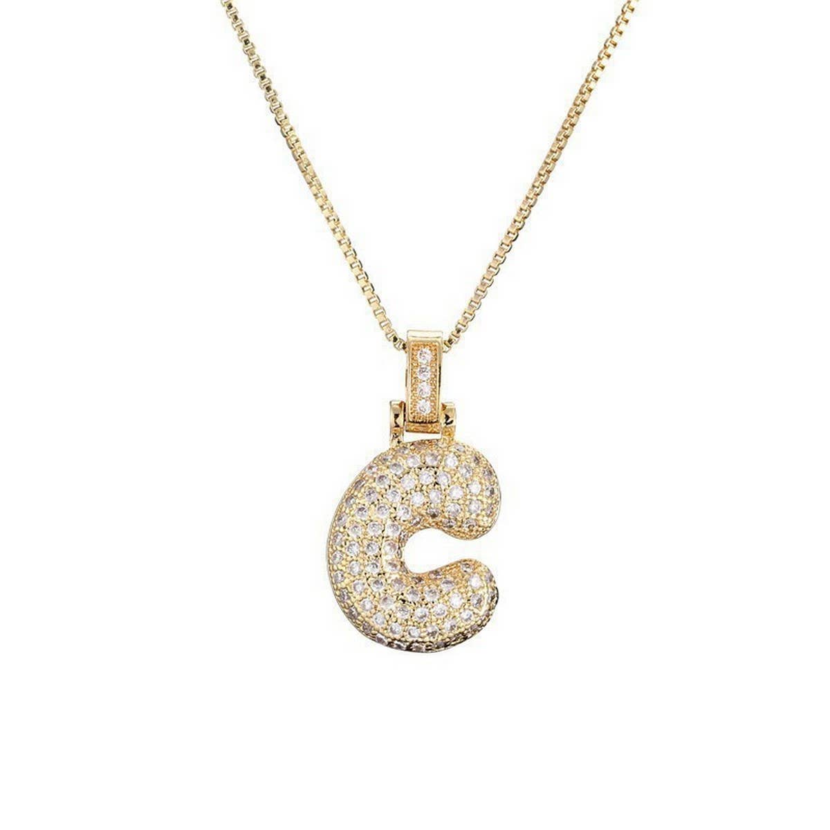 Copper Zirconia 26 Letters Pendant Necklace