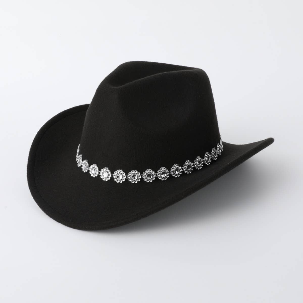 Sequin Spiral Brim Western Felt Fedora Hat_CWAH3634