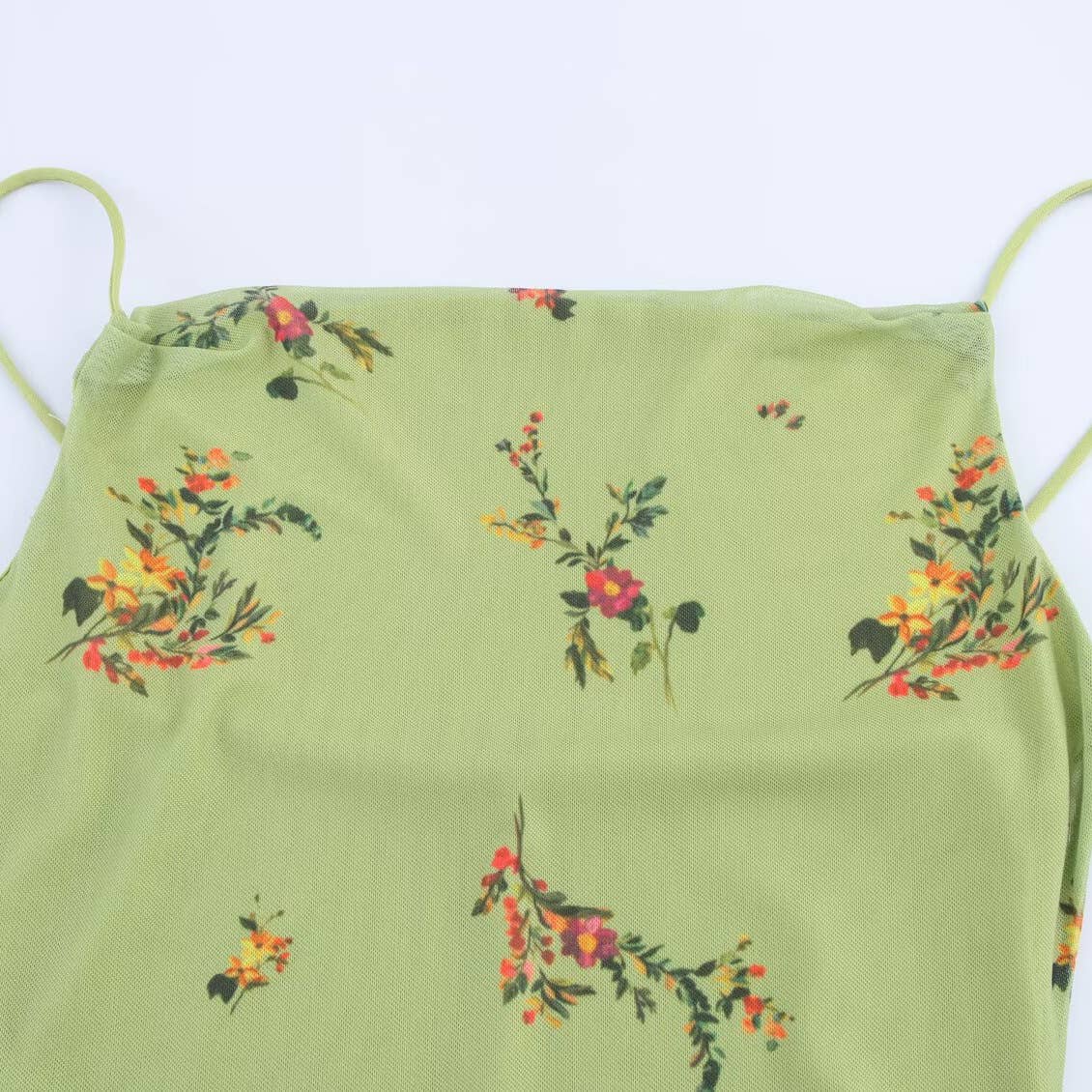 Fitted irregularly printed silk mesh MIDI dress