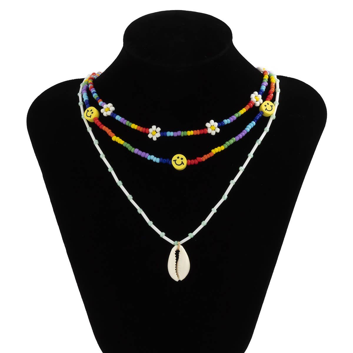 SHELL SMILEY DAISY BRAIDED NECKLACE