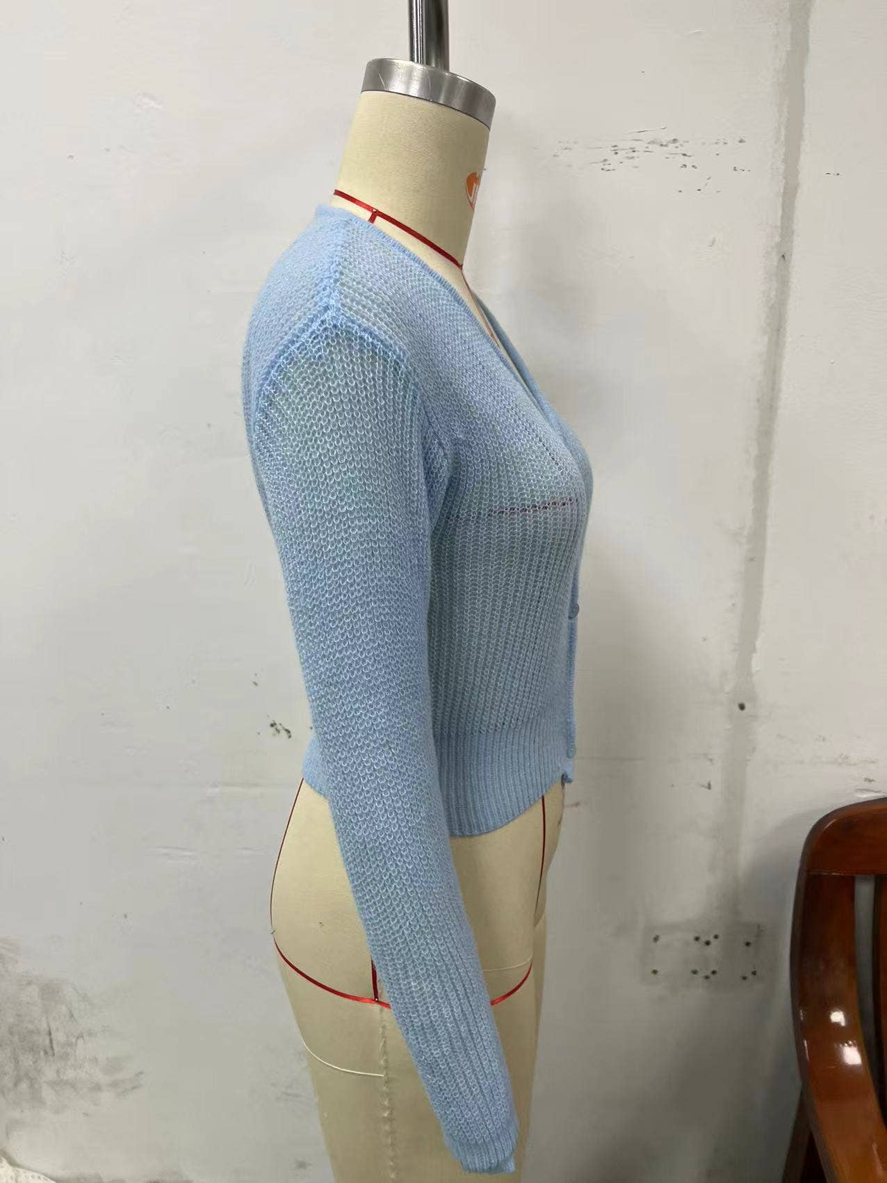 LONG SLEEVE PIT STRIP KNITTED ELASTIC CARDIGAN