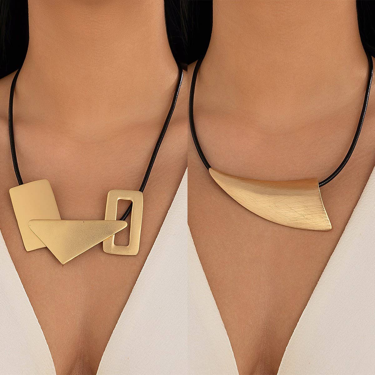 PERSONALIZED BRUSHED METAL HOLLOW NECKLACE_CWMM3140