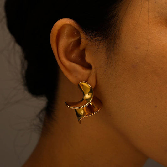 Unique Irregular 18K Steel Titanium Earrings