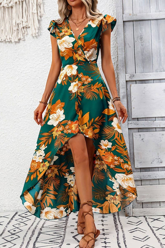 CWDMD5341_SUMMER FLORAL SLIT HEM MIDI SUNDRESS