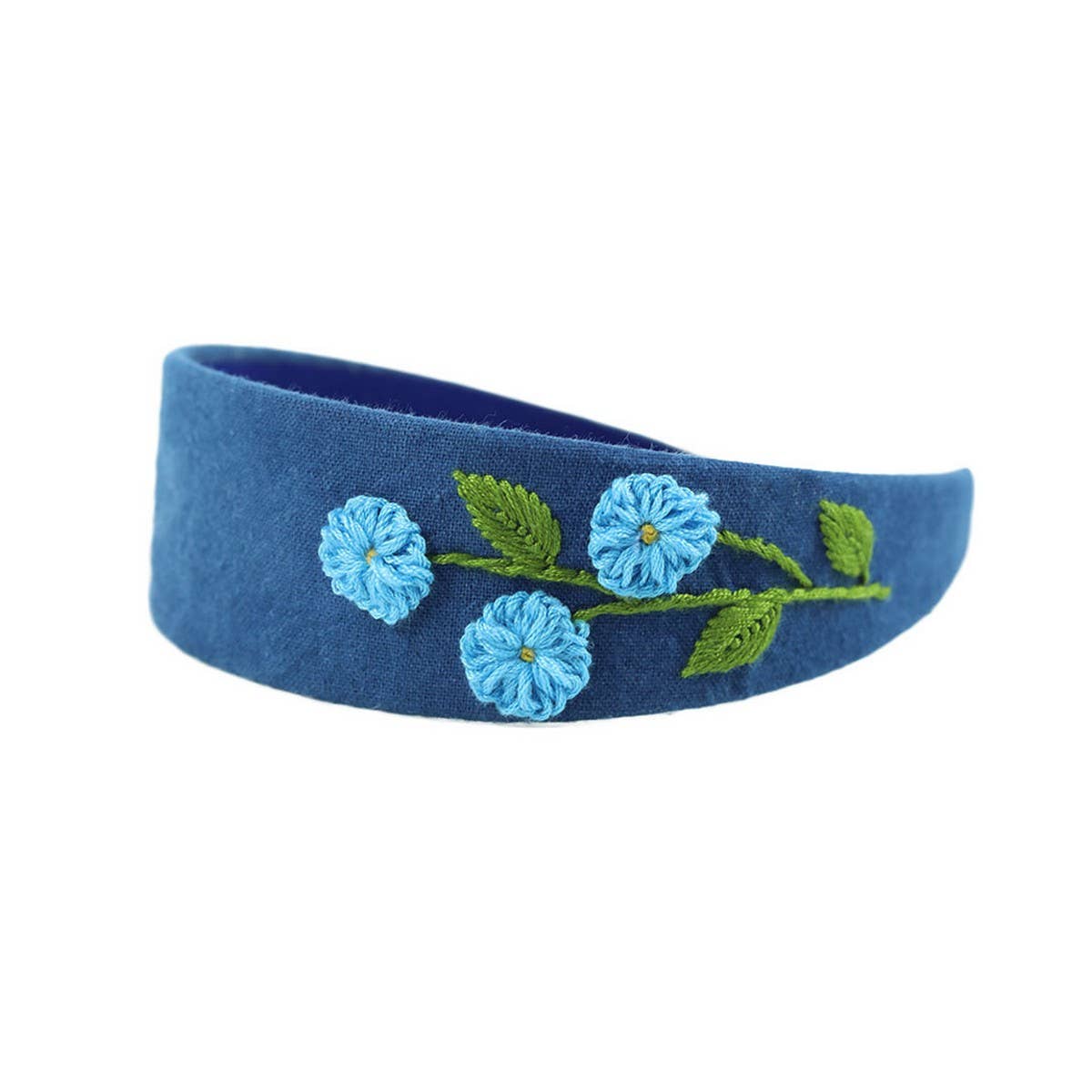 Indigo-Dye Hand-Embroidered Headband,Simple Fresh