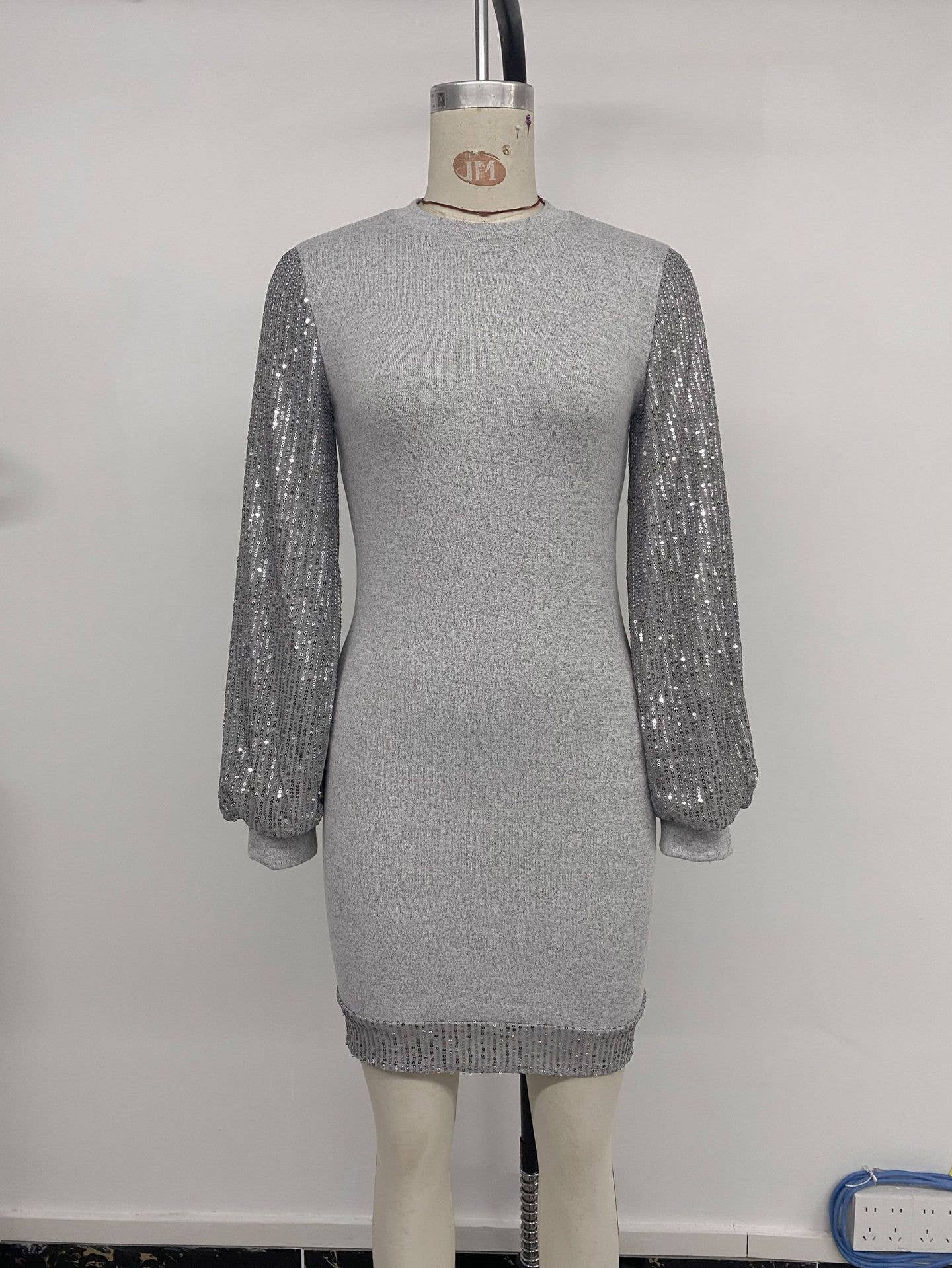 Sequined body-hugging knitted dress