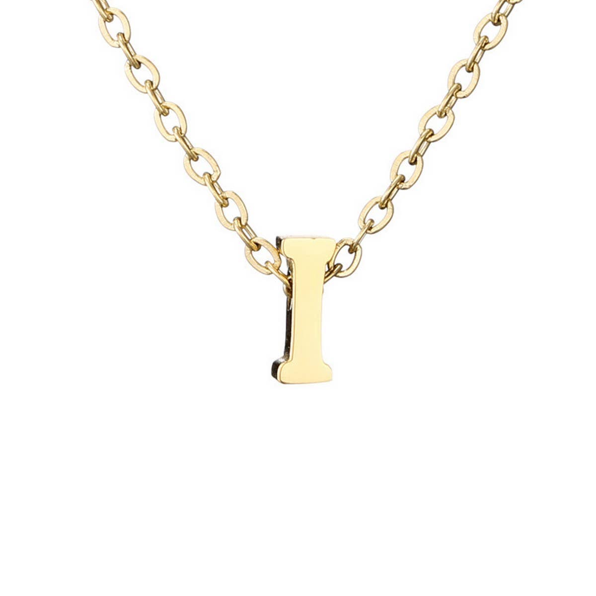 Fashion mirror polished gold letter necklace_CWMM5590