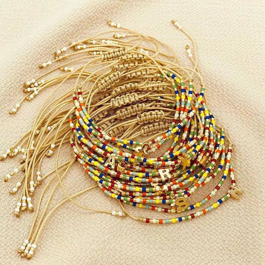 CWAJE4567_BOHEMIAN ADJUSTABLE GOLD LETTER BRACELET