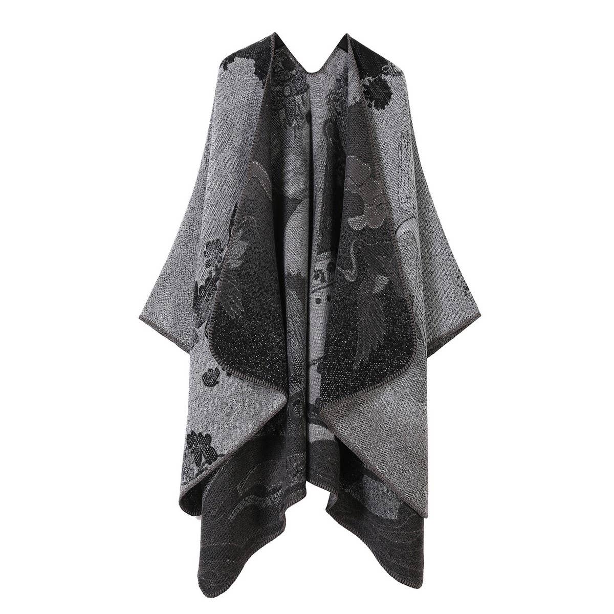 SHAWL VINTAGE SCARF FAUX CASHMERE SLIT WARM CAPE