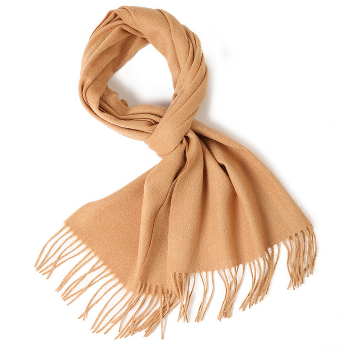 Unisex Wool Scarf ? Soft Solid Color with Tassels