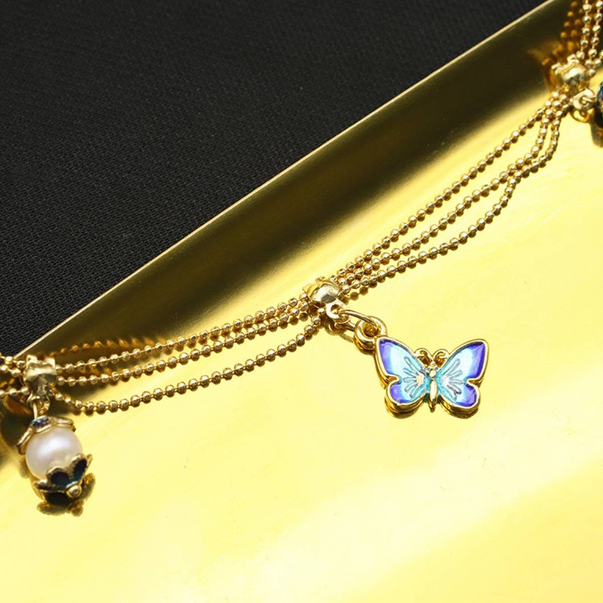 WOMEN'S TASSEL BUTTERFLY NATURAL PEARL NECKLACE