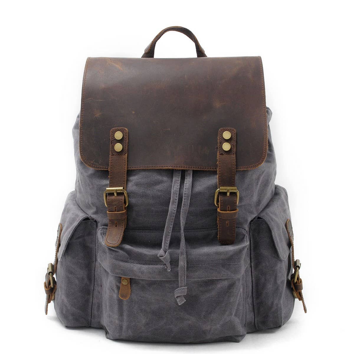 Waxed Canvas Leather Trim Travel Backpack_CWAB5524